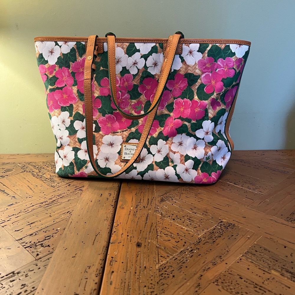 Dooney & Bourke Floral Tote - Pink, Green, and White